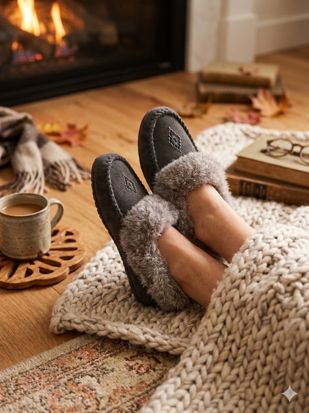 Manitobah Mukluks Black Leather Rabbit Fur Moccasin Slippers Women’s Size 8 L